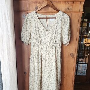 Floral Midi Dress in Cream by things between